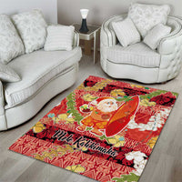 Hawaii Santa Mele Kalikimaka Area Rug Tropical Puakenikeni Lei with Polynesian Tribal Pattern - Polynesian Pride