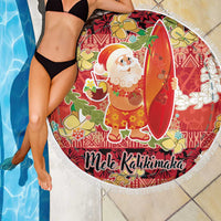 Hawaii Santa Mele Kalikimaka Beach Blanket Tropical Puakenikeni Lei with Polynesian Tribal Pattern - Polynesian Pride