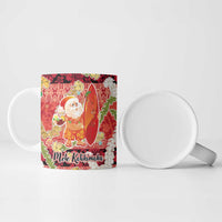 Hawaii Santa Mele Kalikimaka Ceramic Mug Tropical Puakenikeni Lei with Polynesian Tribal Pattern - Polynesian Pride