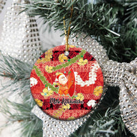 Hawaii Santa Mele Kalikimaka Ceramic Ornament Tropical Puakenikeni Lei with Polynesian Tribal Pattern - Polynesian Pride