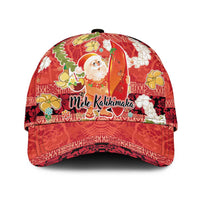 Hawaii Santa Mele Kalikimaka Classic Cap Tropical Puakenikeni Lei with Polynesian Tribal Pattern LT03 Universal Fit Red - Polynesian Pride
