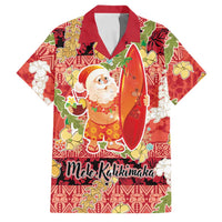 Hawaii Santa Mele Kalikimaka Family Matching Long Sleeve Bodycon Dress and Hawaiian Shirt Tropical Puakenikeni Lei with Polynesian Tribal Pattern - Polynesian Pride