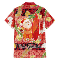 Hawaii Santa Mele Kalikimaka Family Matching Long Sleeve Bodycon Dress and Hawaiian Shirt Tropical Puakenikeni Lei with Polynesian Tribal Pattern - Polynesian Pride