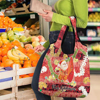 Hawaii Santa Mele Kalikimaka Grocery Bag Tropical Puakenikeni Lei with Polynesian Tribal Pattern - Polynesian Pride