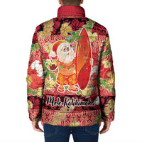 Hawaii Santa Mele Kalikimaka Padded Jacket Tropical Puakenikeni Lei with Polynesian Tribal Pattern - Polynesian Pride