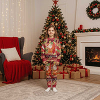 Hawaii Santa Mele Kalikimaka Christmas Pajama Set Tropical Puakenikeni Lei with Polynesian Tribal Pattern - Polynesian Pride