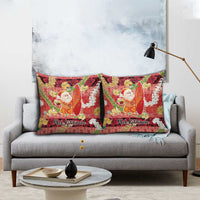 Hawaii Santa Mele Kalikimaka Pillow Cover Tropical Puakenikeni Lei with Polynesian Tribal Pattern - Polynesian Pride