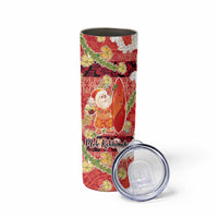 Hawaii Santa Mele Kalikimaka Skinny Tumbler Tropical Puakenikeni Lei with Polynesian Tribal Pattern - Polynesian Pride