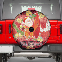 Hawaii Santa Mele Kalikimaka Spare Tire Cover Tropical Puakenikeni Lei with Polynesian Tribal Pattern - Polynesian Pride