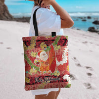 Hawaii Santa Mele Kalikimaka Tote Bag Tropical Puakenikeni Lei with Polynesian Tribal Pattern - Polynesian Pride