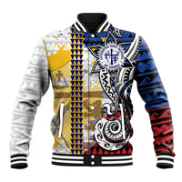Hawaii Lutheran High School Baseball Jacket Kakau Pattern Splash Style LT03 Unisex Red - Polynesian Pride