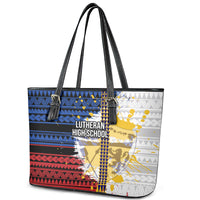 Hawaii Lutheran High School Leather Tote Bag Kakau Pattern Splash Style LT03 - Polynesian Pride