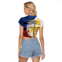 Hawaii Lutheran High School Raglan Cropped T Shirt Kakau Pattern Splash Style LT03 - Polynesian Pride
