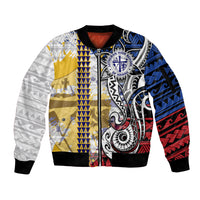 Hawaii Lutheran High School Sleeve Zip Bomber Jacket Kakau Pattern Splash Style LT03 Unisex Red - Polynesian Pride