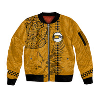 Nanakuli High and Intermediate School Sleeve Zip Bomber Jacket Tribal Kakau Pattern LT03 Unisex Yellow - Polynesian Pride