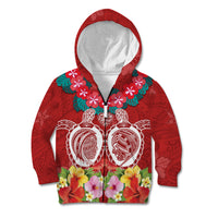 Polynesian Valentine Day Kid Hoodie Love Couple Turtle Maori Hibiscus Red Style LT03 Zip Hoodie Red - Polynesian Pride