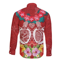 Polynesian Valentine Day Long Sleeve Button Shirt Love Couple Turtle Maori Hibiscus Red Style LT03 - Polynesian Pride