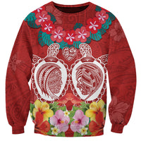 Polynesian Valentine Day Sweatshirt Love Couple Turtle Maori Hibiscus Red Style LT03 Unisex Red - Polynesian Pride