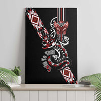 Aotearoa Toitu Te Tiriti-Honour the Treaty Canvas Wall Art Maori Taniwha Haka with Taniko and Tukutuku