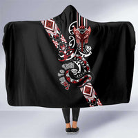 Aotearoa Toitu Te Tiriti-Honour the Treaty Hooded Blanket Maori Taniwha Haka with Taniko and Tukutuku