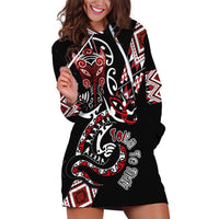 Aotearoa Toitu Te Tiriti-Honour the Treaty Hoodie Dress Maori Taniwha Haka with Taniko and Tukutuku