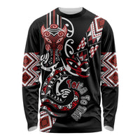 Aotearoa Toitu Te Tiriti-Honour the Treaty Long Sleeve Shirt Maori Taniwha Haka with Taniko and Tukutuku