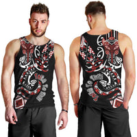 Aotearoa Toitu Te Tiriti-Honour the Treaty Men Tank Top Maori Taniwha Haka with Taniko and Tukutuku