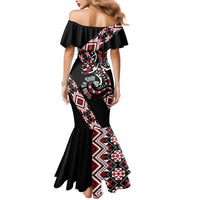 Aotearoa Toitu Te Tiriti-Honour the Treaty Mermaid Dress Maori Taniwha Haka with Taniko and Tukutuku