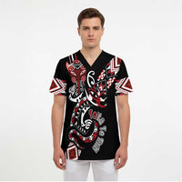 Aotearoa Toitu Te Tiriti-Honour the Treaty Scrub Top Maori Taniwha Haka with Taniko and Tukutuku - Polynesian Pride