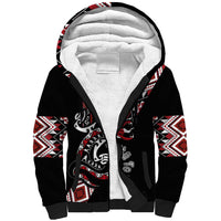 Aotearoa Toitu Te Tiriti-Honour the Treaty Sherpa Hoodie Maori Taniwha Haka with Taniko and Tukutuku
