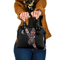 Aotearoa Toitu Te Tiriti-Honour the Treaty Shoulder Handbag Maori Taniwha Haka with Taniko and Tukutuku