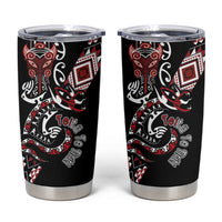 Aotearoa Toitu Te Tiriti-Honour the Treaty Tumbler Cup Maori Taniwha Haka with Taniko and Tukutuku