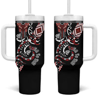Aotearoa Toitu Te Tiriti-Honour the Treaty Tumbler With Handle Maori Taniwha Haka with Taniko and Tukutuku
