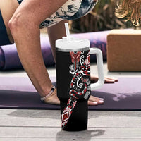 Aotearoa Toitu Te Tiriti-Honour the Treaty Tumbler With Handle Maori Taniwha Haka with Taniko and Tukutuku