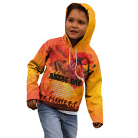 Australia and New Zealand ANZAC Day Kid Hoodie Soldiers Memories - Red Poppies with Aboriginal and Maori Art