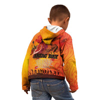 Australia and New Zealand ANZAC Day Kid Hoodie Soldiers Memories - Red Poppies with Aboriginal and Maori Art