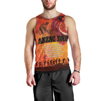 Australia and New Zealand ANZAC Day Men Tank Top Soldiers Memories - Red Poppies with Aboriginal and Maori Art