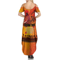 Australia and New Zealand ANZAC Day Summer Maxi Dress Soldiers Memories - Red Poppies with Aboriginal and Maori Art