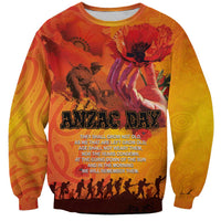Australia and New Zealand ANZAC Day Sweatshirt Soldiers Memories - Red Poppies with Aboriginal and Maori Art