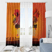 Australia and New Zealand ANZAC Day Window Curtain Soldiers Memories - Red Poppies with Aboriginal and Maori Art