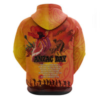 Australia and New Zealand ANZAC Day Zip Hoodie Soldiers Memories - Red Poppies with Aboriginal and Maori Art