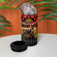 Australia ANZAC Day 4 in 1 Can Cooler Tumbler Kangaroo and Koala Soldier Forever in My Thoughts