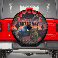 New Zealand ANZAC Day Spare Tire Cover Tui Bird and Kiwi Bird Soldier - Forever in My Thoughts