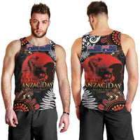 Australia and New Zealand ANZAC Day Men Tank Top Aboriginal and Maori Art Pattern - Gallipoli Lest We Forget