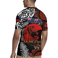 Australia and New Zealand ANZAC Day Rugby Jersey Aboriginal and Maori Art Pattern - Gallipoli Lest We Forget