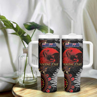 Australia and New Zealand ANZAC Day Tumbler With Handle Aboriginal and Maori Art Pattern Gallipoli Lest We Forget