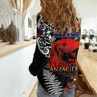 Australia and New Zealand ANZAC Day Women Casual Shirt Aboriginal and Maori Art Pattern - Gallipoli Lest We Forget
