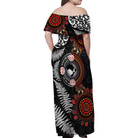 Australia and New Zealand Together Family Matching Off Shoulder Maxi Dress and Hawaiian Shirt Aboriginal and Maori Art Tattoo