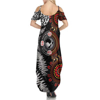 Australia and New Zealand Together Summer Maxi Dress Aboriginal and Maori Art Tattoo