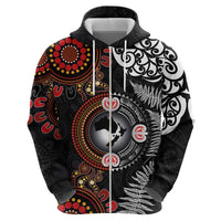 Australia and New Zealand Together Zip Hoodie Aboriginal and Maori Art Tattoo